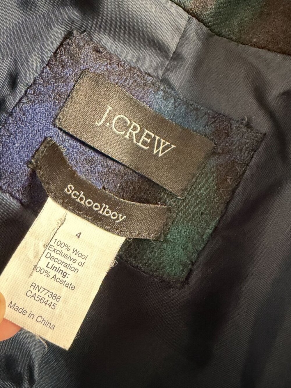 J.Crew Schoolboy Blazer Black Watch Plaid Wool Gold Button Preppy Wool Size 4 - Picture 4 of 13
